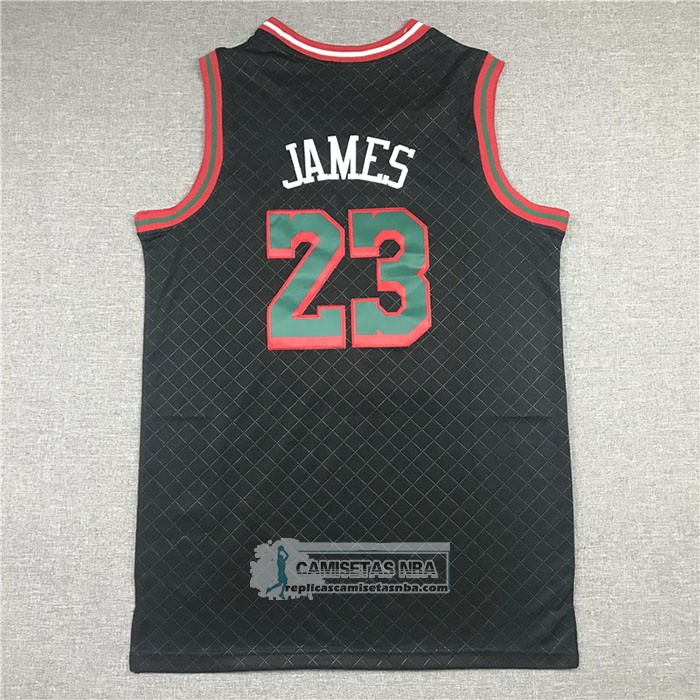 Camiseta Los Angeles Lakers Lebron James NO 23 Mitchell & Ness 2018-19 Negro